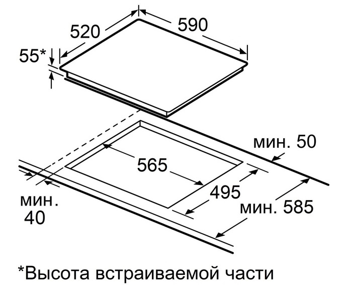 Схема встраивания Maunfeld CVI594SF2WH